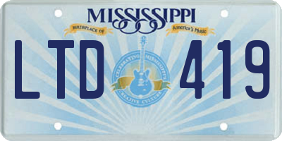 MS license plate LTD419