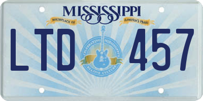 MS license plate LTD457