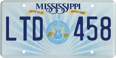 MS license plate LTD458
