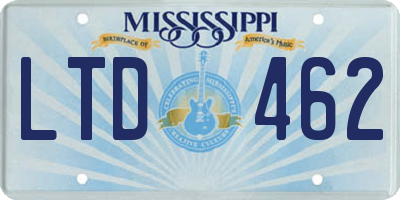 MS license plate LTD462