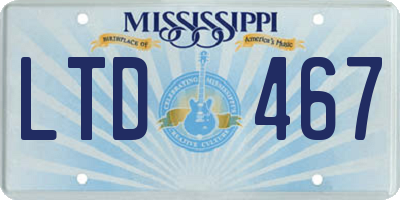 MS license plate LTD467