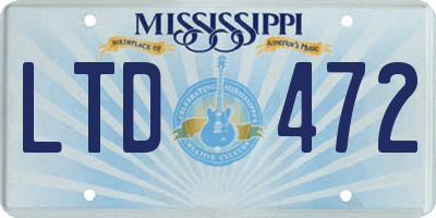 MS license plate LTD472
