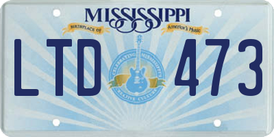 MS license plate LTD473