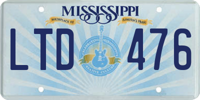 MS license plate LTD476