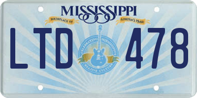 MS license plate LTD478