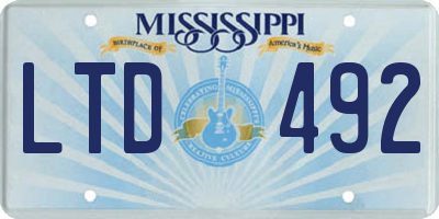 MS license plate LTD492