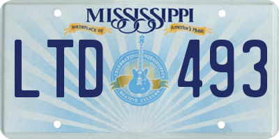 MS license plate LTD493