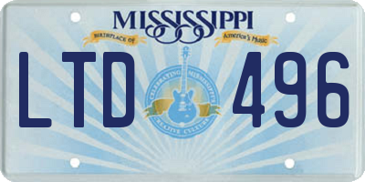 MS license plate LTD496