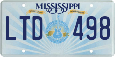 MS license plate LTD498