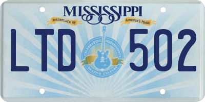 MS license plate LTD502