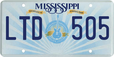 MS license plate LTD505
