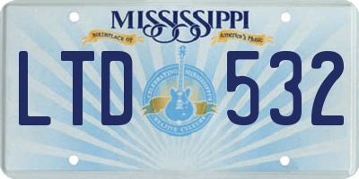MS license plate LTD532