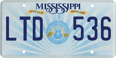 MS license plate LTD536