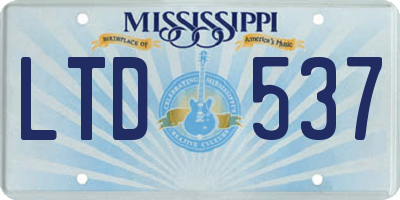 MS license plate LTD537
