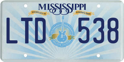 MS license plate LTD538