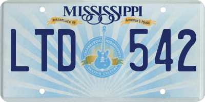 MS license plate LTD542