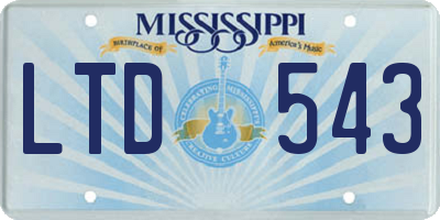 MS license plate LTD543