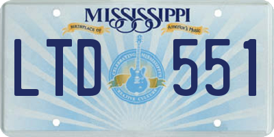 MS license plate LTD551