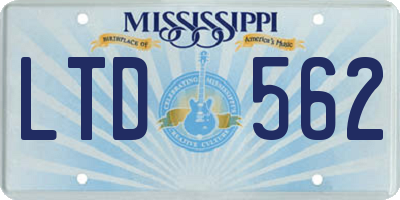 MS license plate LTD562