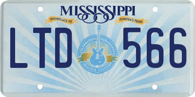 MS license plate LTD566