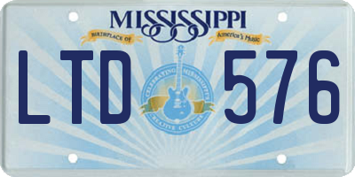 MS license plate LTD576