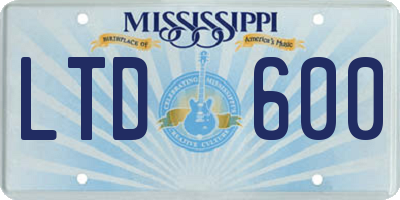 MS license plate LTD600