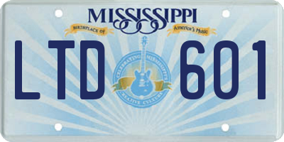 MS license plate LTD601