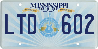 MS license plate LTD602