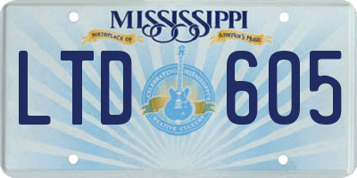 MS license plate LTD605