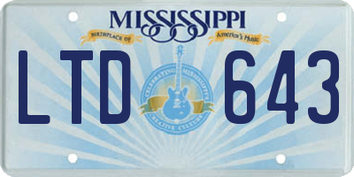 MS license plate LTD643