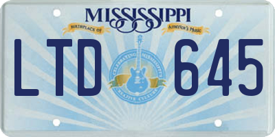 MS license plate LTD645