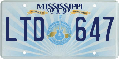 MS license plate LTD647