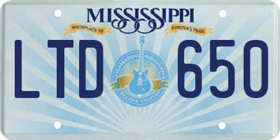 MS license plate LTD650