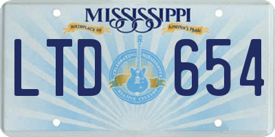 MS license plate LTD654