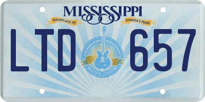 MS license plate LTD657