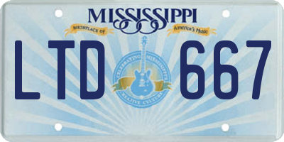 MS license plate LTD667