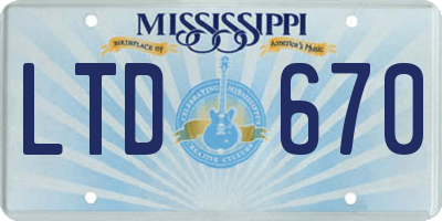 MS license plate LTD670