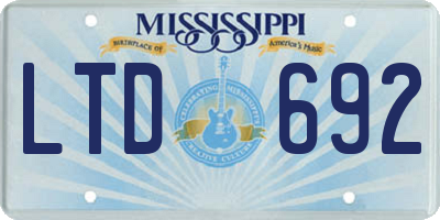MS license plate LTD692