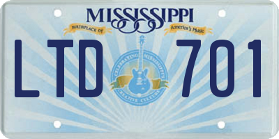 MS license plate LTD701