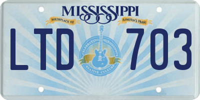 MS license plate LTD703