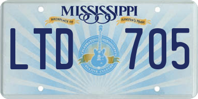 MS license plate LTD705