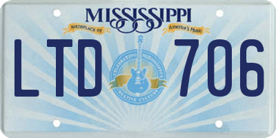 MS license plate LTD706