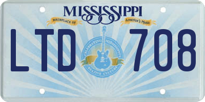 MS license plate LTD708