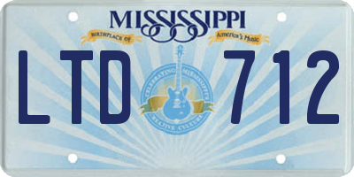 MS license plate LTD712