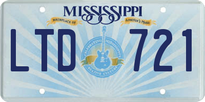 MS license plate LTD721