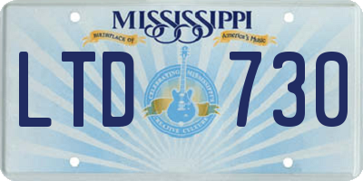 MS license plate LTD730