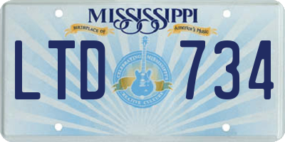 MS license plate LTD734