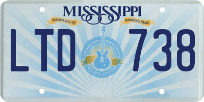 MS license plate LTD738