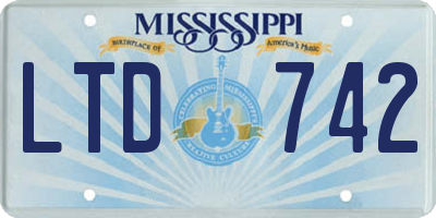 MS license plate LTD742
