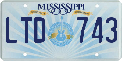 MS license plate LTD743